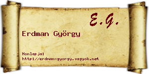 Erdman György névjegykártya